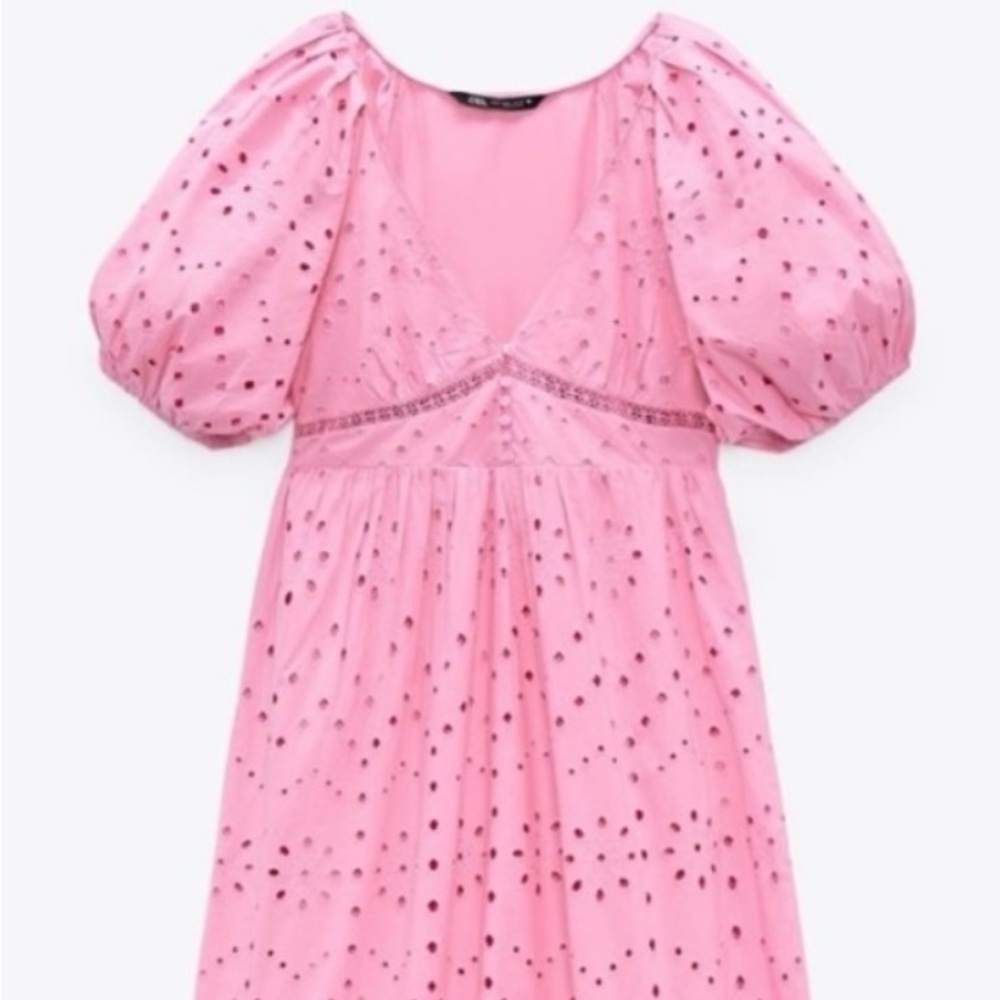 Zara eyelet bubble sleeve maxi dress